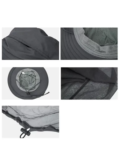 Lightweight Quick-drying Anti-mosquito Mask Hat with Head Net Mesh Face Protection Outdoor Fishing Sun Hat Cap - Beige