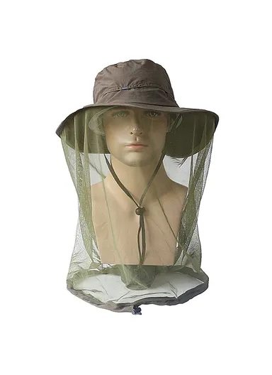 Lightweight Quick-drying Anti-mosquito Mask Hat with Head Net Mesh Face Protection Outdoor Fishing Sun Hat Cap - Army Green