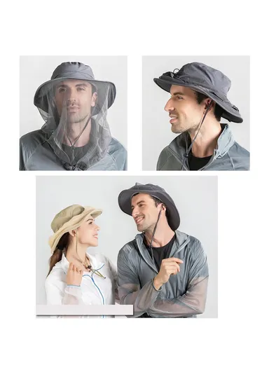 Lightweight Quick-drying Anti-mosquito Mask Hat with Head Net Mesh Face Protection Outdoor Fishing Sun Hat Cap - Army Green