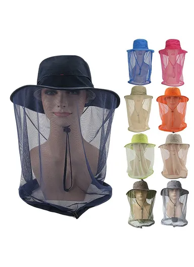 Lightweight Quick-drying Anti-mosquito Mask Hat with Head Net Mesh Face Protection Outdoor Fishing Sun Hat Cap - Army Green