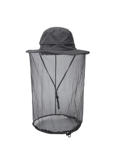 Lightweight Quick-drying Anti-mosquito Mask Hat with Head Net Mesh Face Protection Outdoor Fishing Sun Hat Cap - Dark Grey
