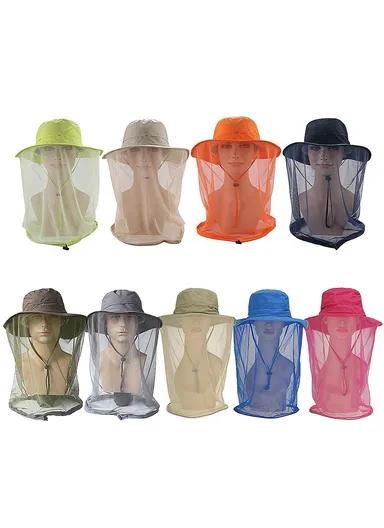 Lightweight Quick-drying Anti-mosquito Mask Hat with Head Net Mesh Face Protection Outdoor Fishing Sun Hat Cap - Dark Grey