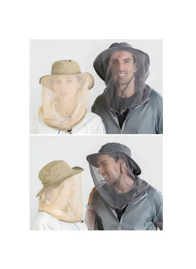 Lightweight Quick-drying Anti-mosquito Mask Hat with Head Net Mesh Face Protection Outdoor Fishing Sun Hat Cap - Dark Grey