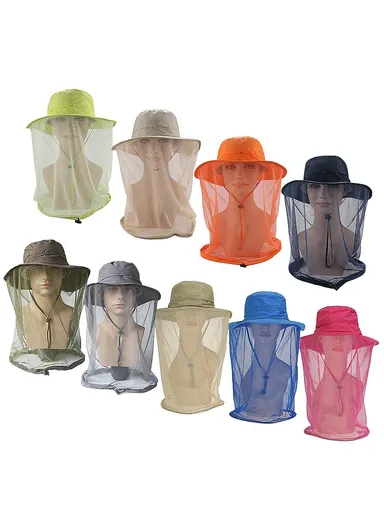 Lightweight Quick-drying Anti-mosquito Mask Hat with Head Net Mesh Face Protection Outdoor Fishing Sun Hat Cap - Dark Grey