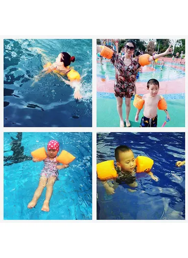 1 Pair PVC Swimming Arm Band Inflatable Armband Swimming Pool Arm Floating Sleeve YX-006 - Yellow