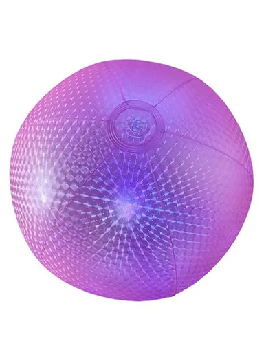 Light Up Beach Ball PVC Inflatable Beach Toy Record Pattern Glow Pool Ball - Pink