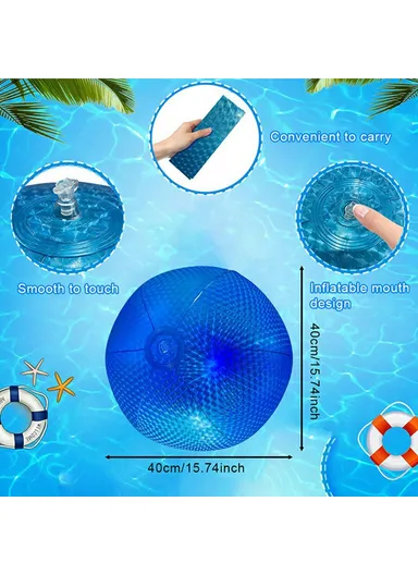 Light Up Beach Ball PVC Inflatable Beach Toy Record Pattern Glow Pool Ball - Blue