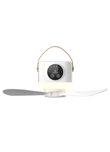 Outdoor Portable Ceiling Fan Remote Control 3 Gears Hanging Camping Light with 3600mAh Battery D01 - White