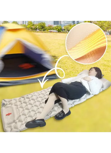 Camping Mattress Sleeping Mat Built-in Foot Pump Inflatable Sleeping Pad - Khaki