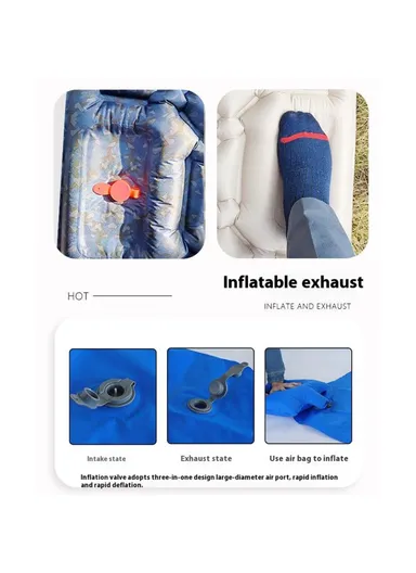 Camping Mattress Sleeping Mat Built-in Foot Pump Inflatable Sleeping Pad - Khaki