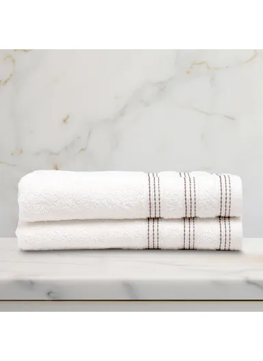 2 Pieces Stylish 70 x 140 cm Bath Towel Set Premium Cotton - White