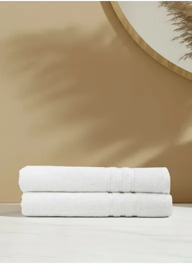 2 Pieces Chic 70 x 140 cm Bath Towel Set Premium Cotton - White