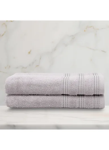2 Pieces Stylish 70 x 140 cm Bath Towel Set Premium Cotton - Grey