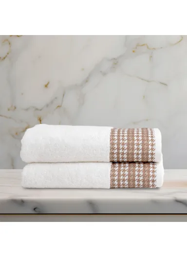 2 Pieces Ziggy 70 x 140 cm Bath Towel Set Premium Cotton - Grey