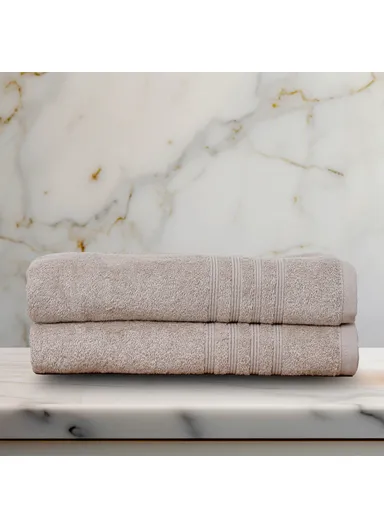 2 Pieces Fashion 70 x 140 cm Bath Towel Premium Cotton - Beige
