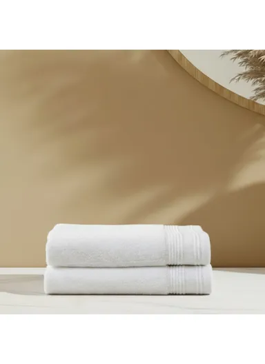 2 Pieces Pale 70 x 140 cm Bath Towel Set Premium Cotton - White