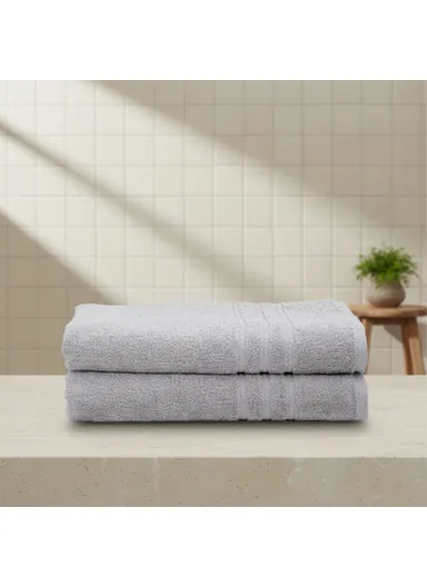 2 Pieces Chic 70 x 140 cm Bath Towel Set Premium Cotton - Grey