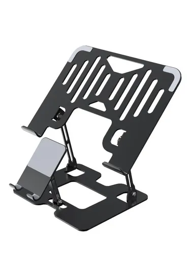 Adjustable Laptop-Phone Stand with Foldable Design &amp; Non-Slip Base, Silver CEF034