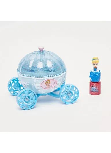 Disney Princess Makeup Beauty Carriage Set Non-Toxic Washable Cosmetic Kit with Lip Gloss, Eye Shadow &amp; Blush - Blue