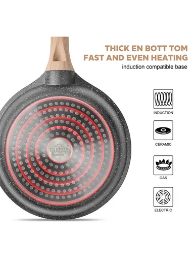 3 PCS 20/24/28cm Toughened Non-Stick Fry Pan Set VK-14 - Olive