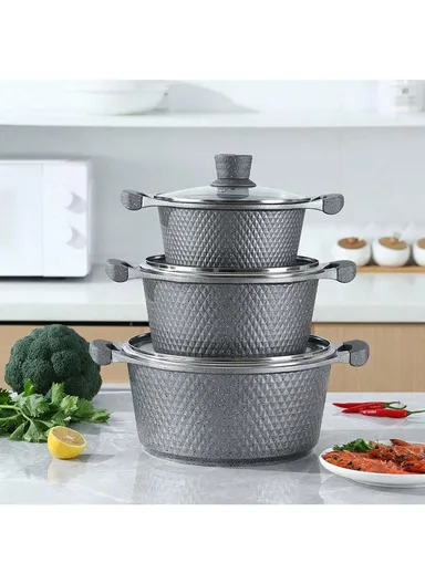20/24/28/32cm Granite Non-Stick Die-Casting Casserole With 28cm Shallow Casserole Set VK-43 - Coffee