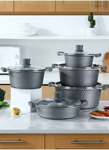 20/24/28/32cm Granite Non-Stick Die-Casting Casserole With 28cm Shallow Casserole Set VK-43 - Coffee