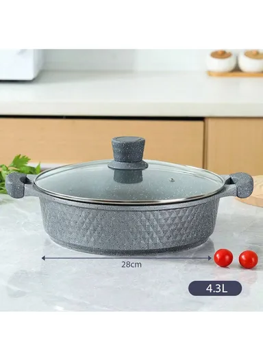 20/24/28/32cm Granite Non-Stick Die-Casting Casserole With 28cm Shallow Casserole Set VK-43 - Coffee
