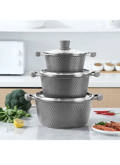 20/24/28/32cm Granite Non-Stick Die-Casting Casserole With 28cm Shallow Casserole Set VK-43 - Grey