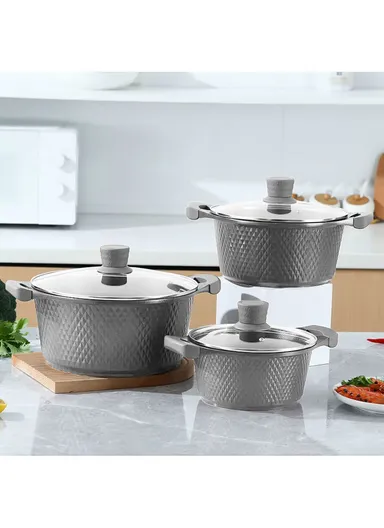20/24/28/32cm Granite Non-Stick Die-Casting Casserole With 28cm Shallow Casserole Set VK-43 - Grey