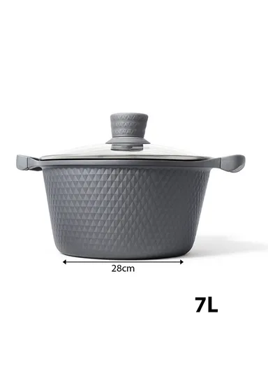 20/24/28/32cm Granite Non-Stick Die-Casting Casserole With 28cm Shallow Casserole Set VK-43 - Grey
