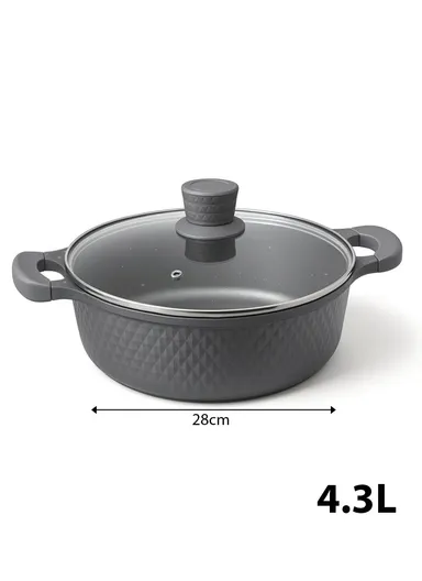20/24/28/32cm Granite Non-Stick Die-Casting Casserole With 28cm Shallow Casserole Set VK-43 - Grey