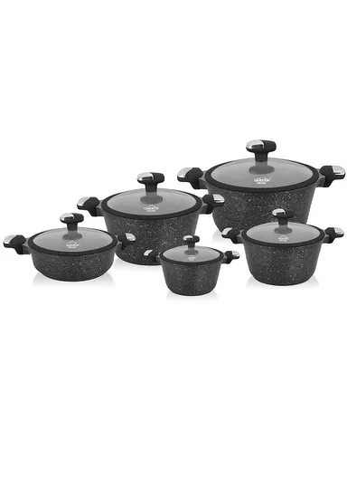 20/24/28/32cm Granite Non-Stick Die-Casting Casserole With 28cm Shallow Casserole Set VK-41 - Black