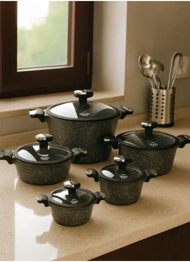 20/24/28/32cm Granite Non-Stick Die-Casting Casserole With 28cm Shallow Casserole Set VK-41 - Black