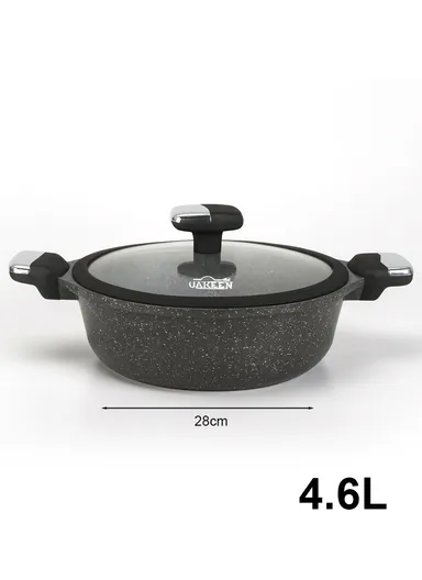 20/24/28/32cm Granite Non-Stick Die-Casting Casserole With 28cm Shallow Casserole Set VK-41 - Black