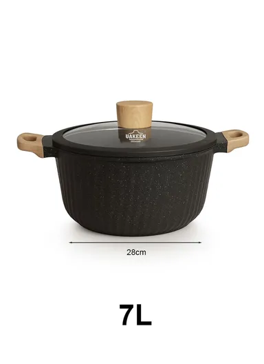 20/24/28/32cm Granite Non-Stick Die-Casting Casserole With 28cm Shallow Pot Set VK-49 - Black