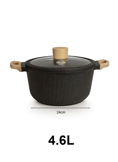 20/24/28/32cm Granite Non-Stick Die-Casting Casserole With 28cm Shallow Pot Set VK-49 - Black