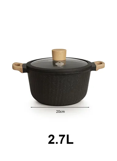 20/24/28/32cm Granite Non-Stick Die-Casting Casserole With 28cm Shallow Pot Set VK-49 - Black