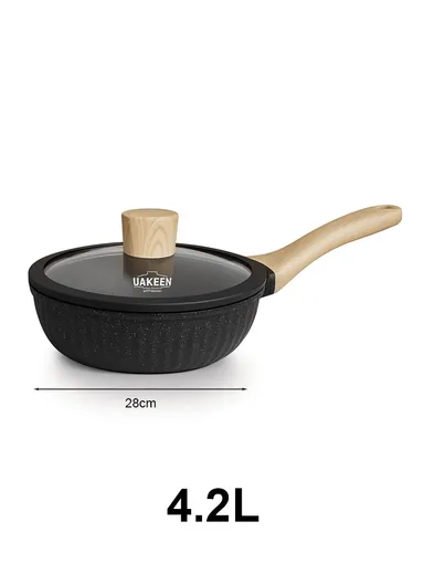 20/24/28/32cm Granite Non-Stick Die-Casting Casserole With 28cm Shallow Pot Set VK-49 - Black