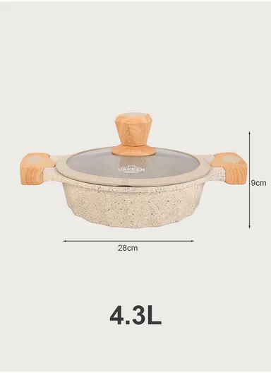 20/24/28/32cm Granite Non-Stick Die-Casting Casserole With 28cm Shallow Pot Set VK-44 - Cream