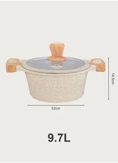 20/24/28/32cm Granite Non-Stick Die-Casting Casserole With 28cm Shallow Pot Set VK-44 - Cream