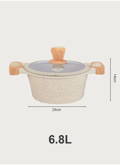 20/24/28/32cm Granite Non-Stick Die-Casting Casserole With 28cm Shallow Pot Set VK-44 - Cream