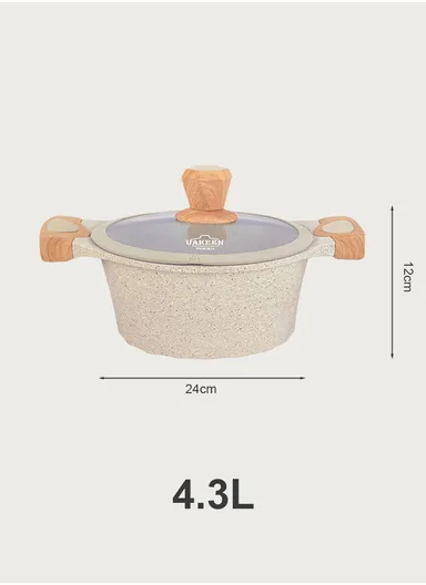 20/24/28/32cm Granite Non-Stick Die-Casting Casserole With 28cm Shallow Pot Set VK-44 - Cream