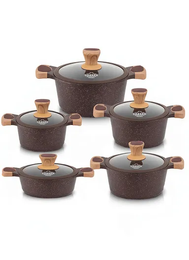 20/24/28/32cm Granite Non-Stick Die-Casting Casserole With 28cm Shallow Pot Set VK-44 - Coffee