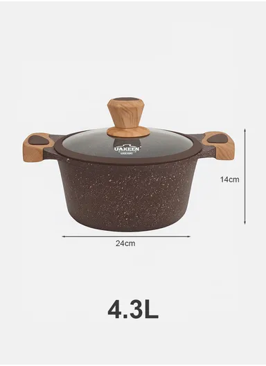 20/24/28/32cm Granite Non-Stick Die-Casting Casserole With 28cm Shallow Pot Set VK-44 - Coffee