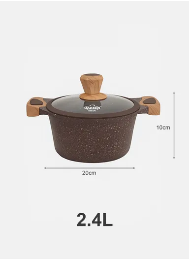 20/24/28/32cm Granite Non-Stick Die-Casting Casserole With 28cm Shallow Pot Set VK-44 - Coffee