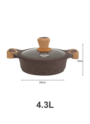 20/24/28/32cm Granite Non-Stick Die-Casting Casserole With 28cm Shallow Pot Set VK-44 - Coffee