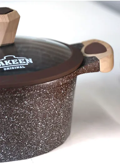 20/24/28/32cm Granite Non-Stick Die-Casting Casserole With 28cm Shallow Pot Set VK-44 - Coffee