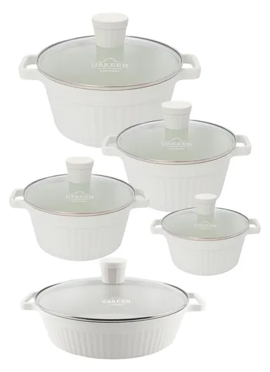 20/24/28/32cm Granite Non-Stick Die-Casting Casserole With 28cm Shallow Pot Set VK-201 - Cream