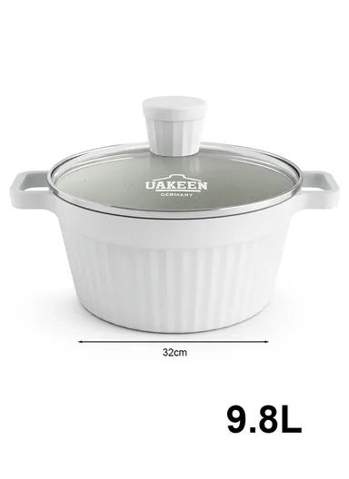 20/24/28/32cm Granite Non-Stick Die-Casting Casserole With 28cm Shallow Pot Set VK-201 - Cream