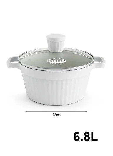 20/24/28/32cm Granite Non-Stick Die-Casting Casserole With 28cm Shallow Pot Set VK-201 - Cream